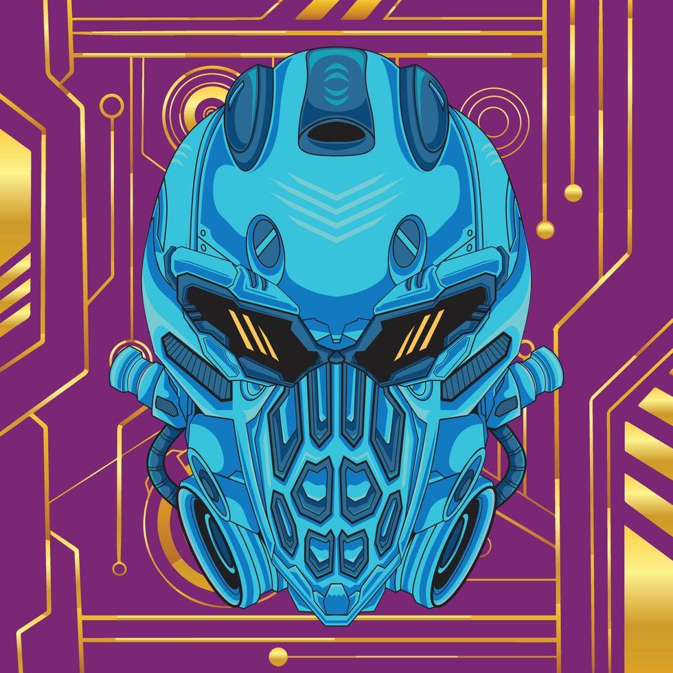 Head mecha cyber warrior robot llustration vector