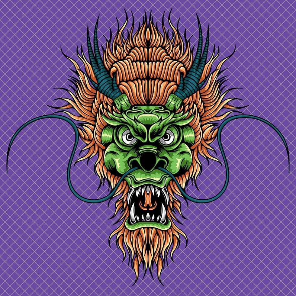Green dragon head illustration 8563404 Vector Art at Vecteezy