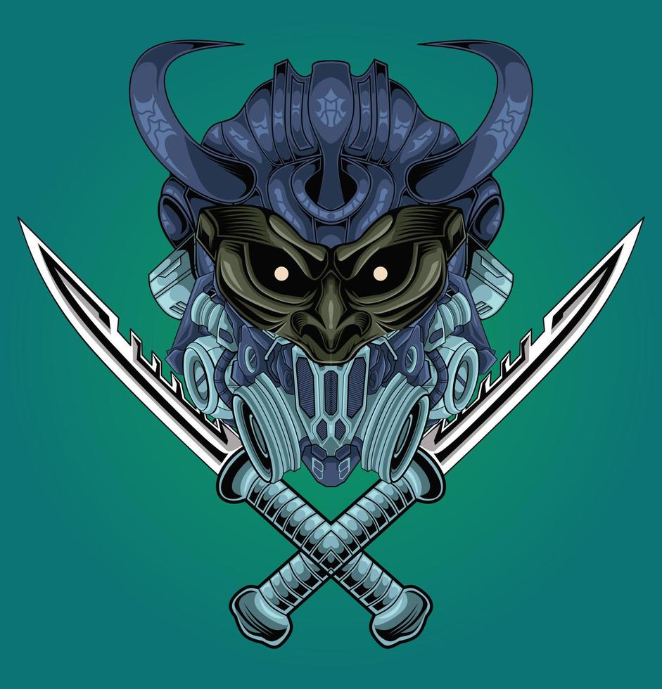 Illustration of mecha head demon vector