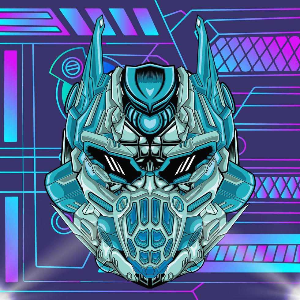 Mecha helmet head character design vector