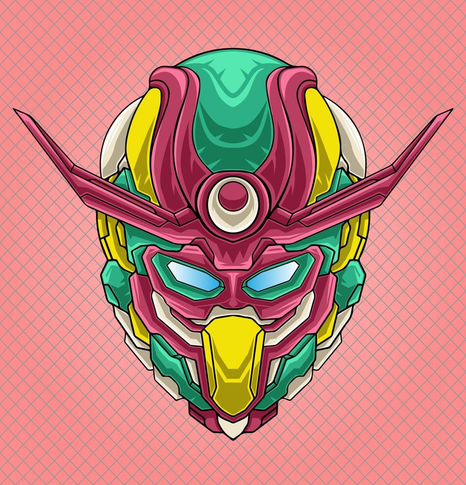 robot guerrero cabeza mascota vector ilustración