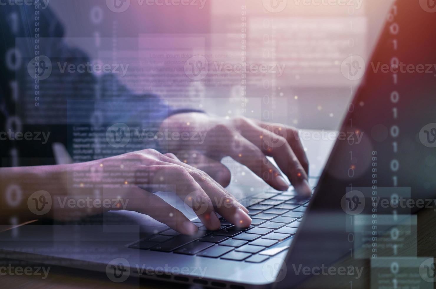 Hackers are working on solving hacks for cybersecurity programmers and technologists. Website Design and Social Security cyber concept photo