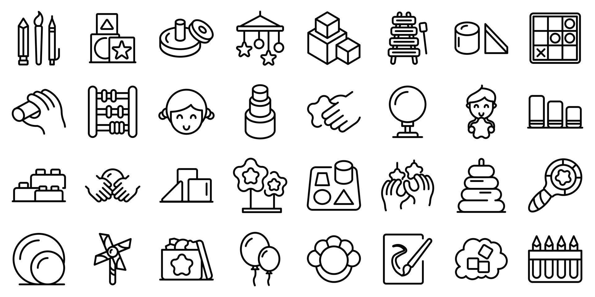 Fine motor skills icons set outline vector. Kids development vector