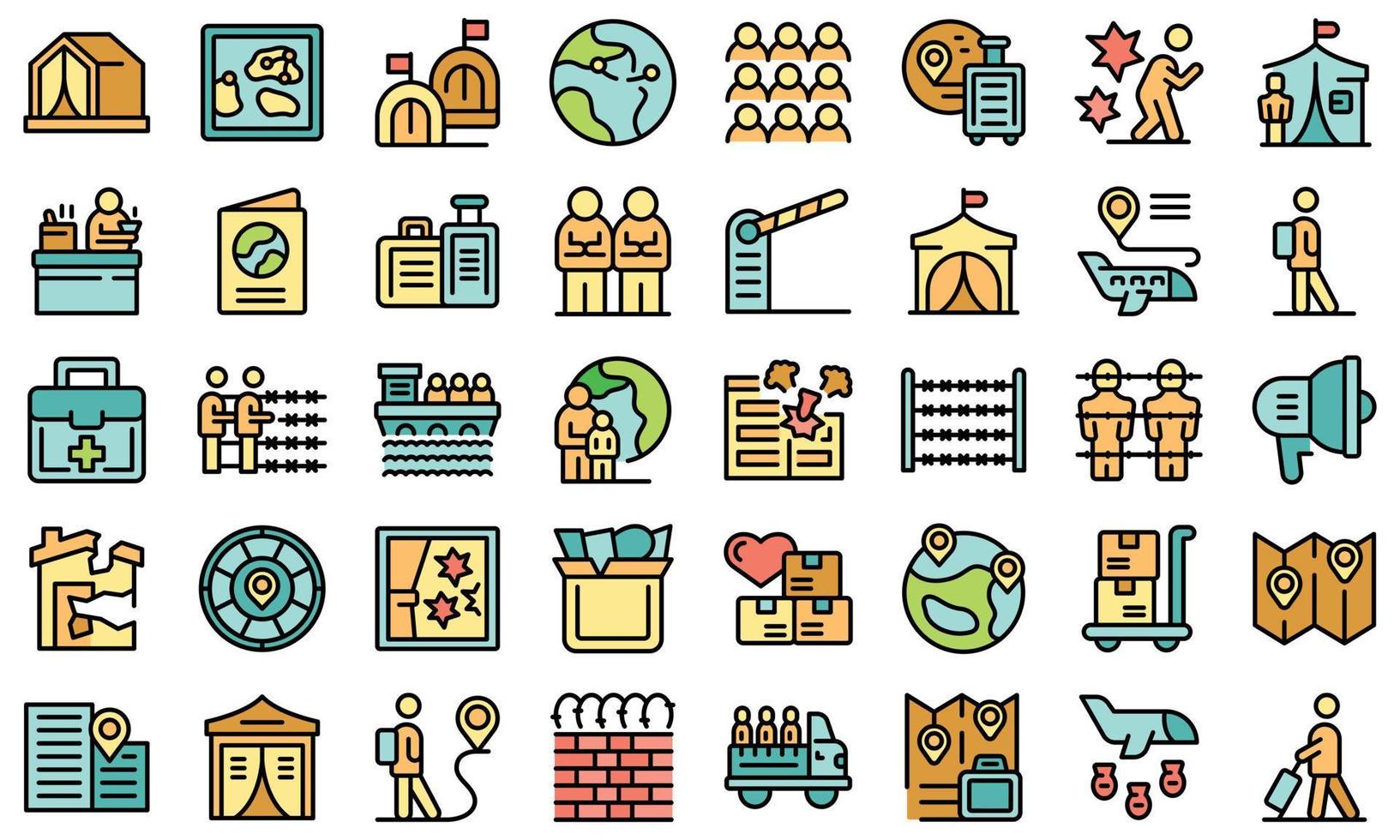 Asylum seeker icons set vector flat
