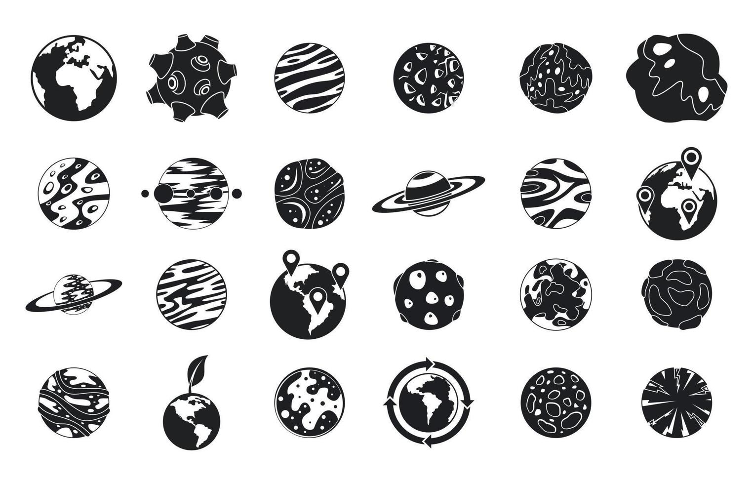 conjunto de iconos de planeta universo, estilo simple vector