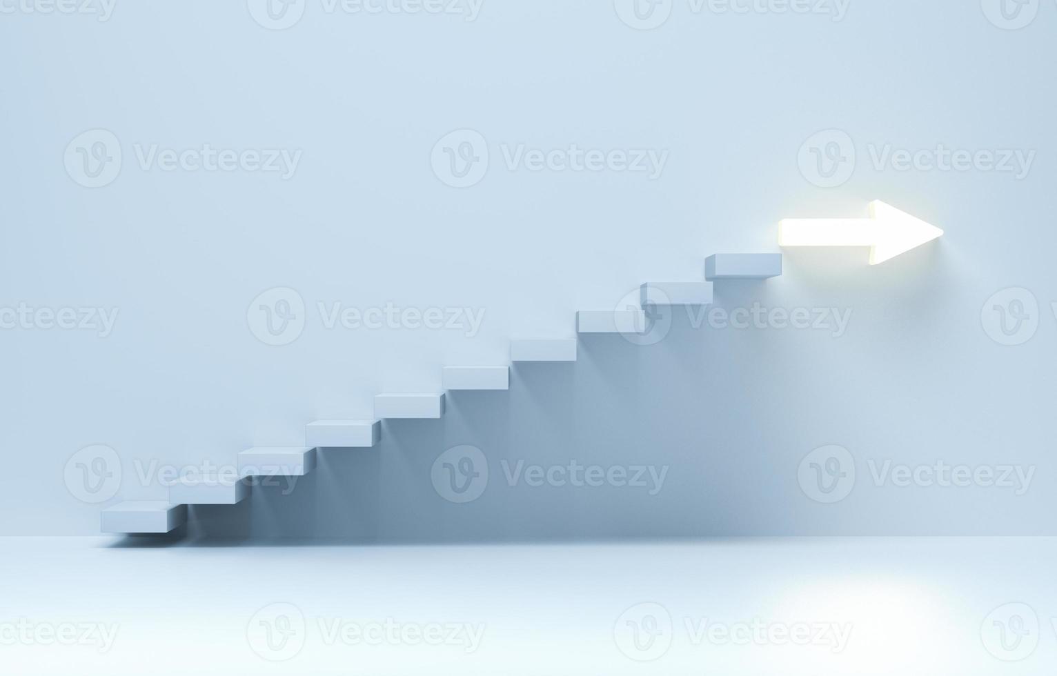 escaleras que suben, escaleras ascendentes de escalera ascendente a flecha. foto