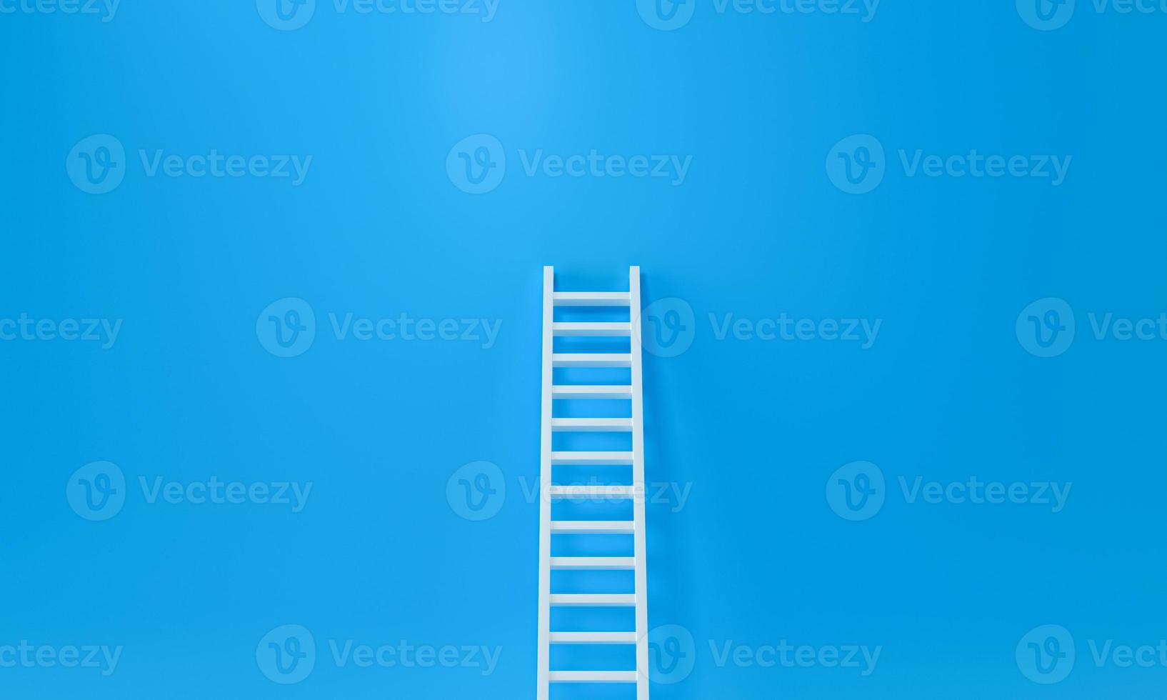 Step ladder on a blue wall, Up and down the stairs. Growth, future concept. 3D Rendering photo