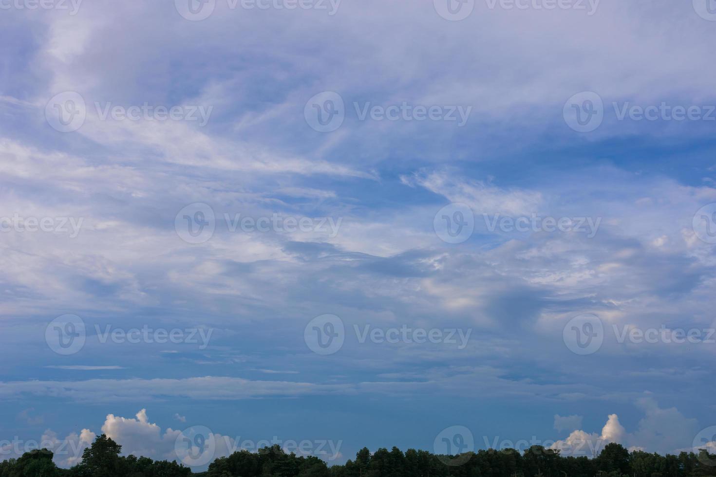 Beautiful clouds on blue sky over forest. photo