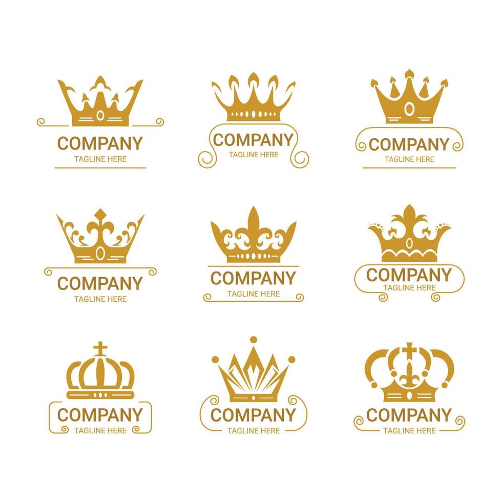Set Of Luxury Crown Element Logos vector