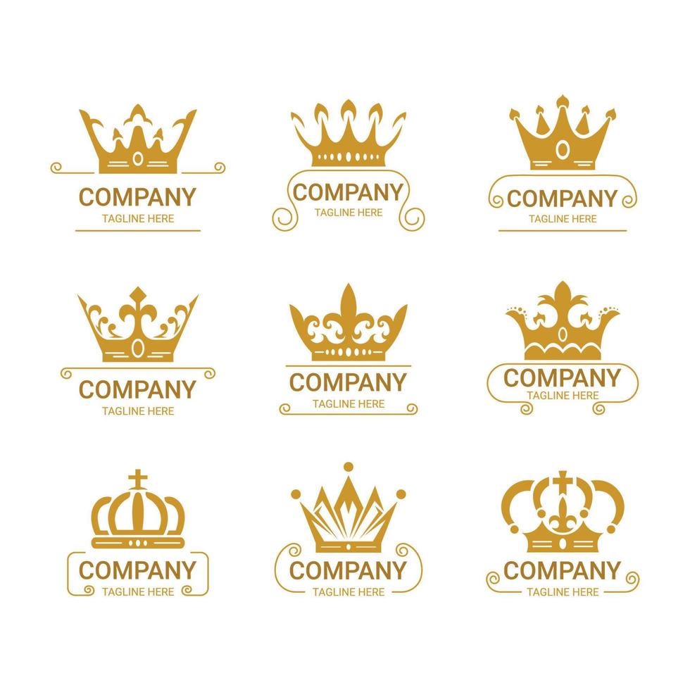 conjunto de logotipos de elementos de corona de lujo vector