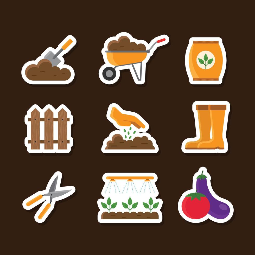 Set of Harvesting Food from Home Garden Stickers vector