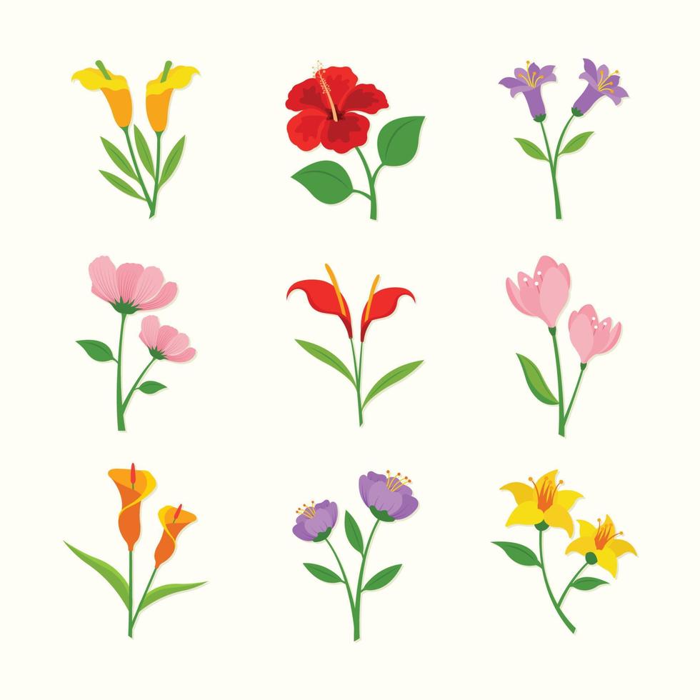 Set of Summer Flower Icons vector