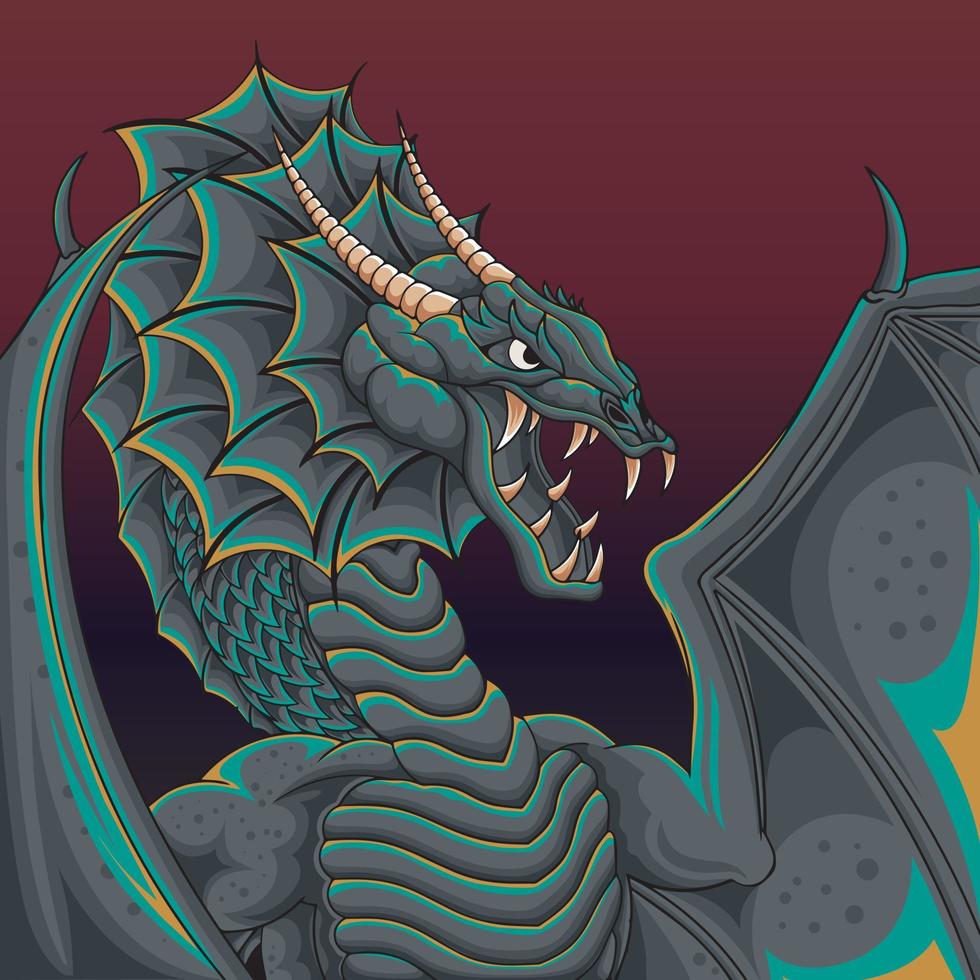 Dragon attacing illustration vector