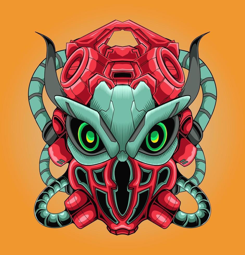 Bird head mecha illustration vector