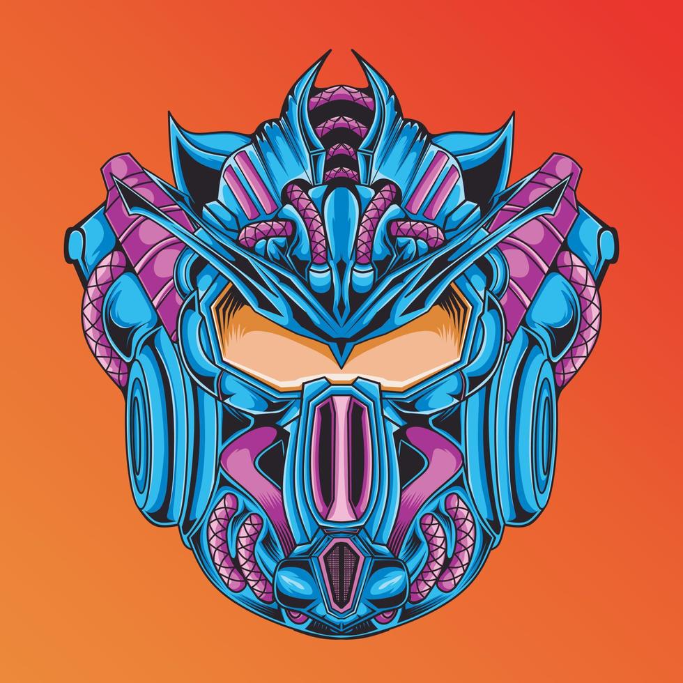 Mecha head robot design vector