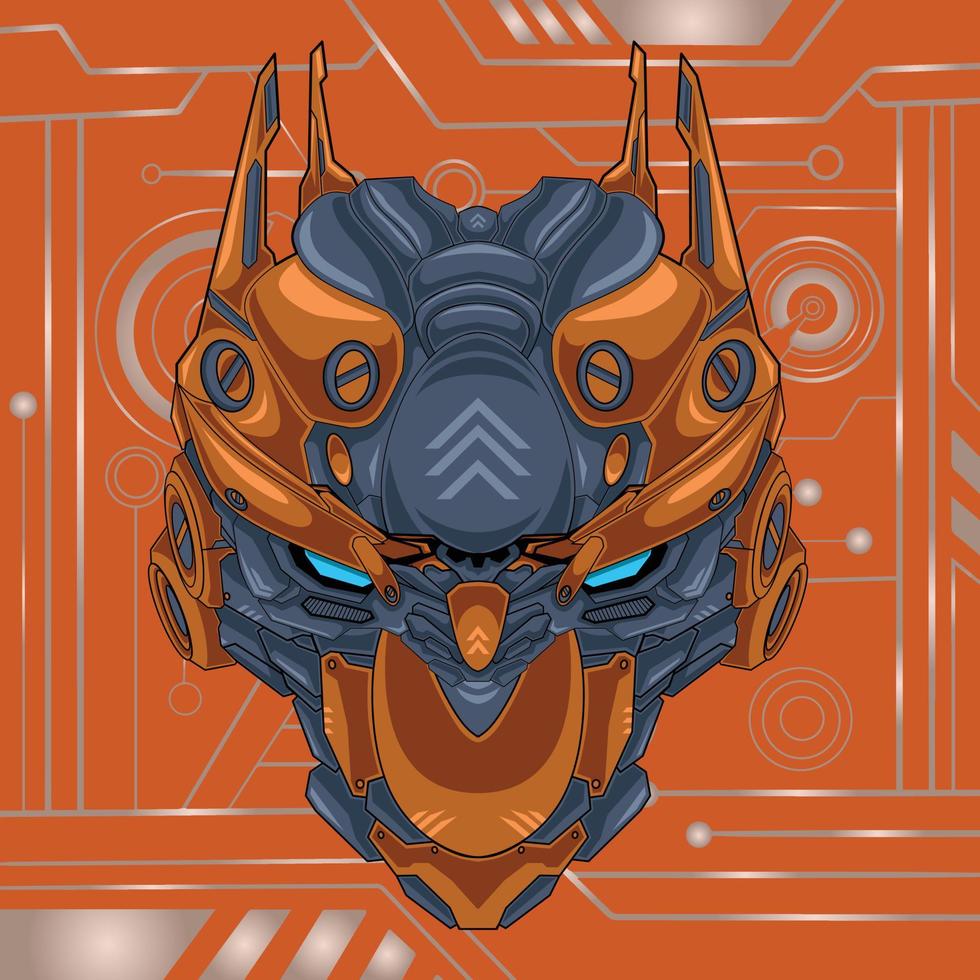 Warrior mecha head artwork vector