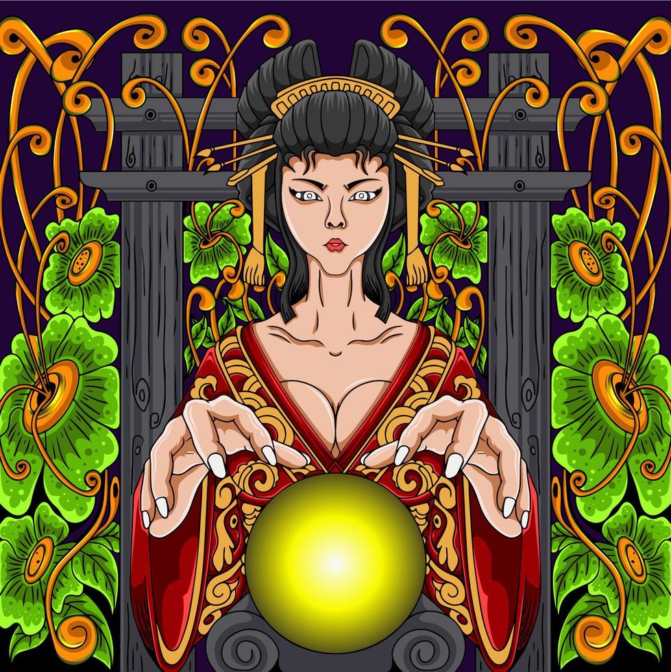 japanese geisha cool illustration vector