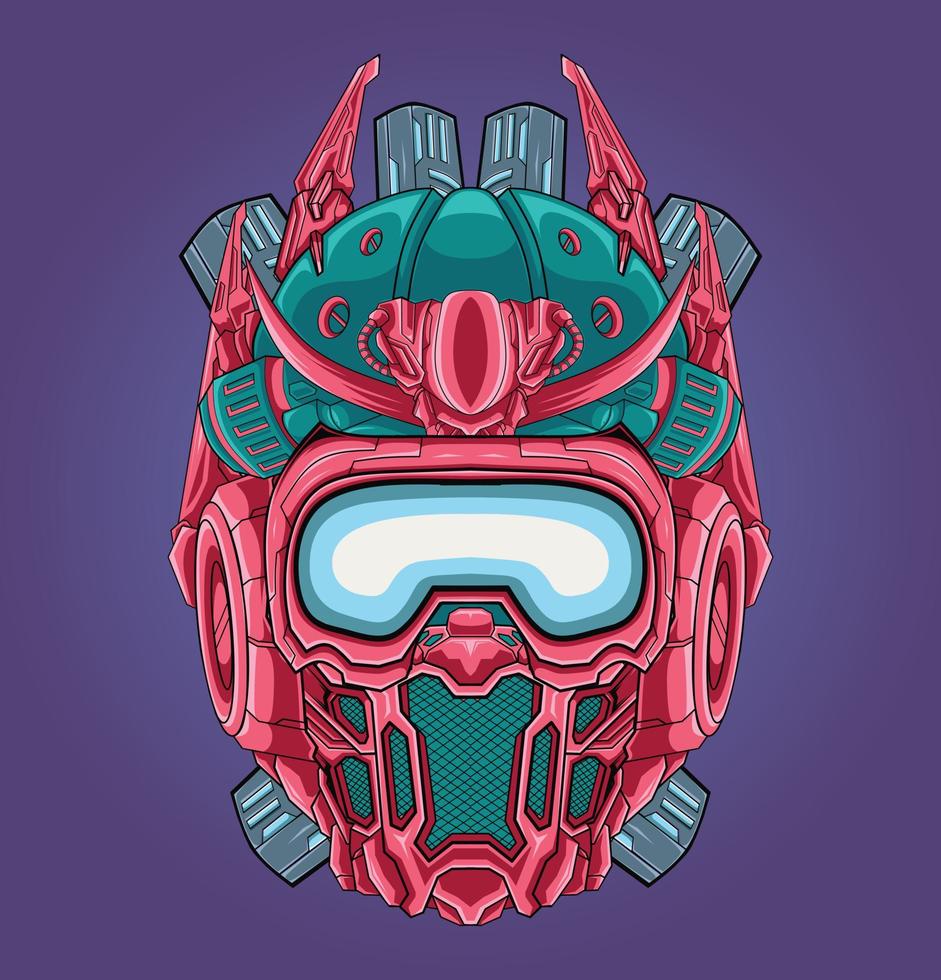 Robot warrior head illustration vector