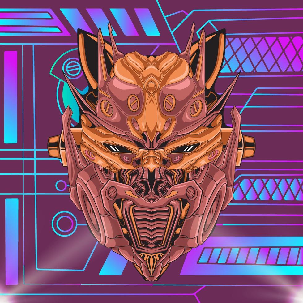 Cat head robot illustration vector