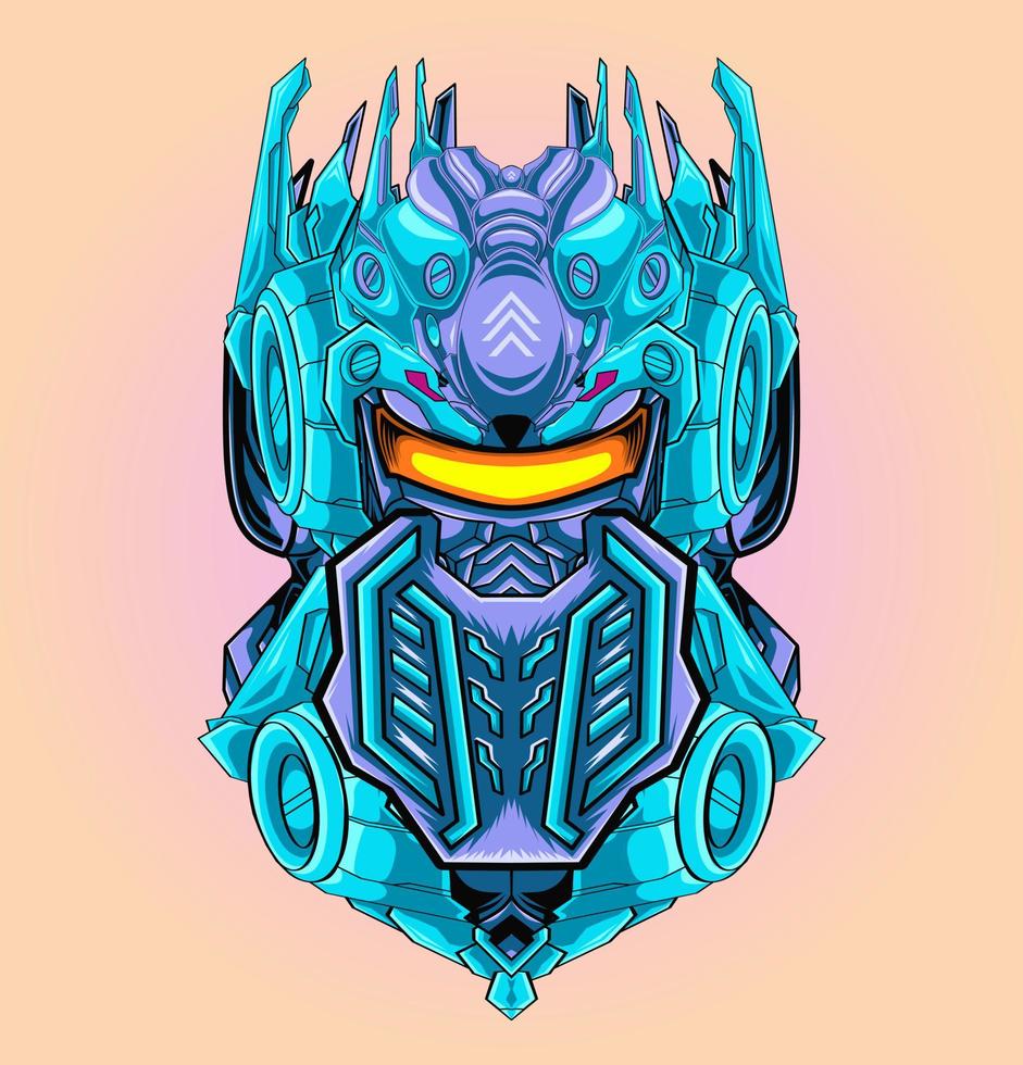 Detail costum robotic head design with modern illustration vector