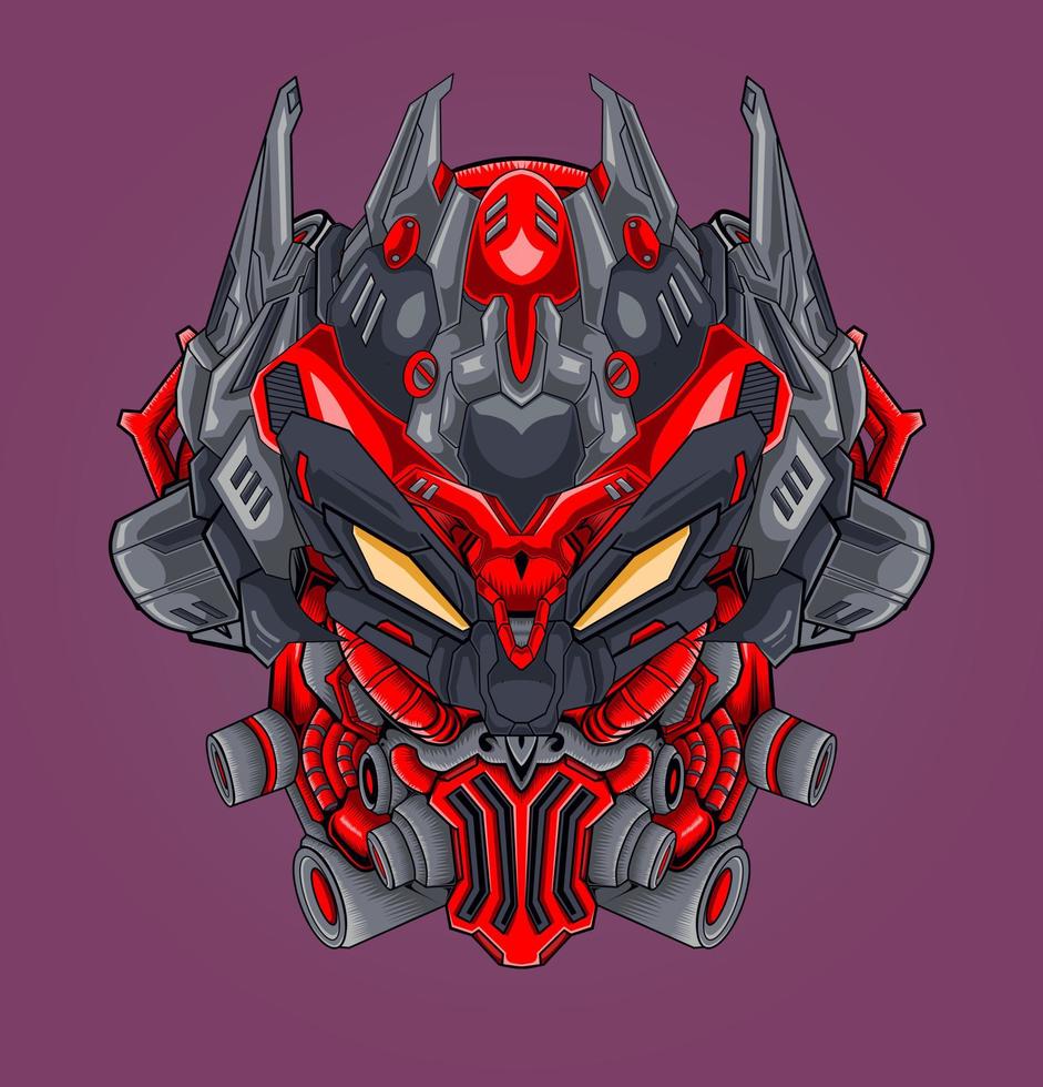 Mecha iron head artwork illustration 8563872 Vector Art at Vecteezy