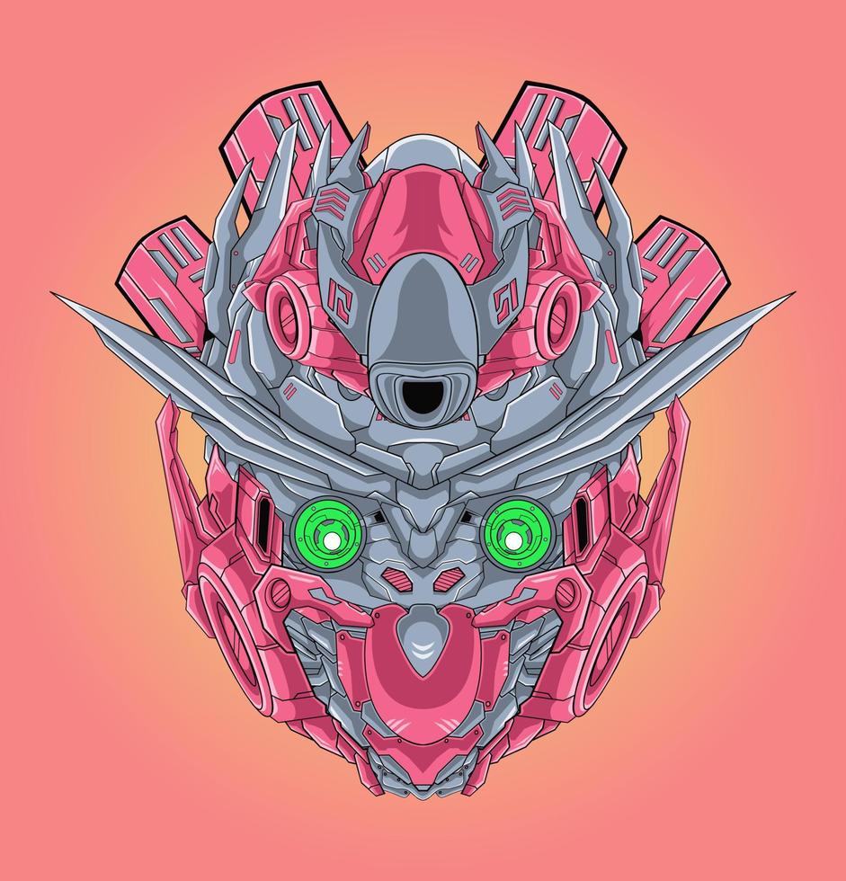 Super war head robot character illustration vector