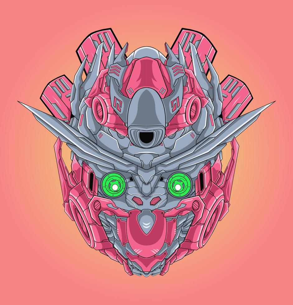 Super war head robot character illustration vector