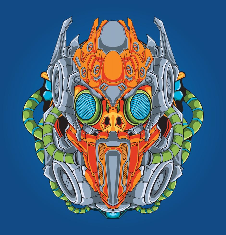 ilustración detallada de la cabeza del robot asesino vector