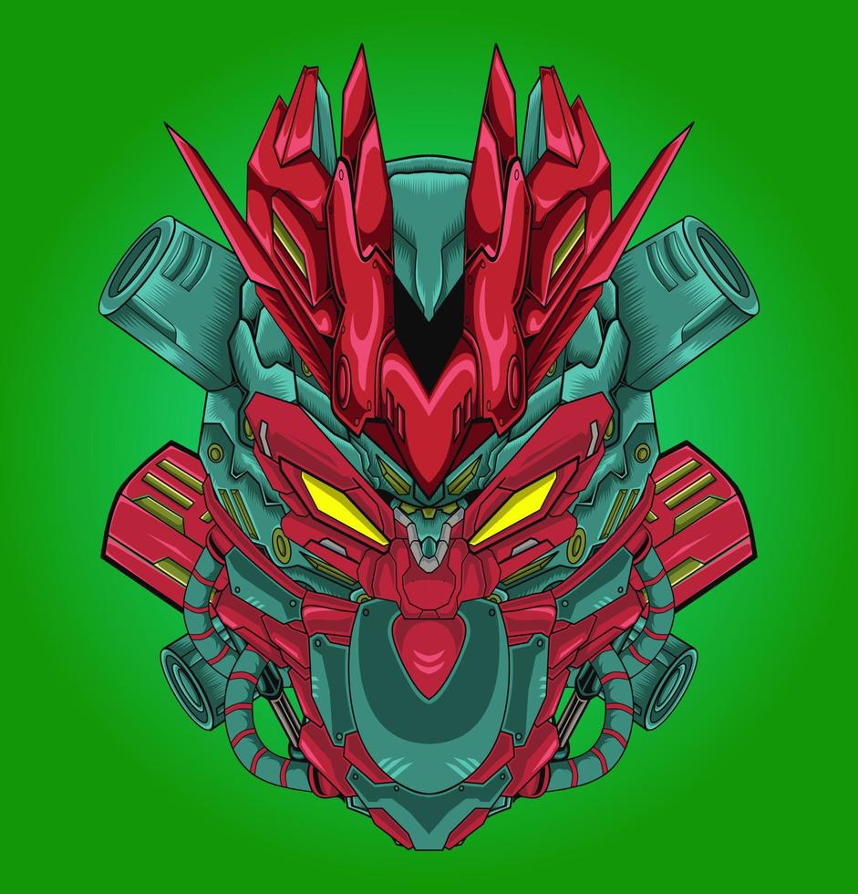 future cyborg warrior head illustration vector
