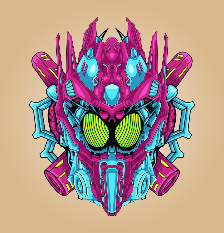 Robot warrior head mascot vector illustration