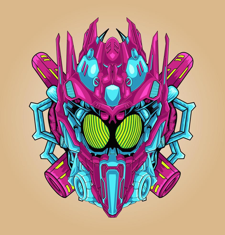 Robot warrior head mascot vector illustration