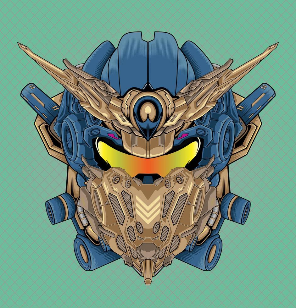 Head mecha detail warrior robot llustration vector