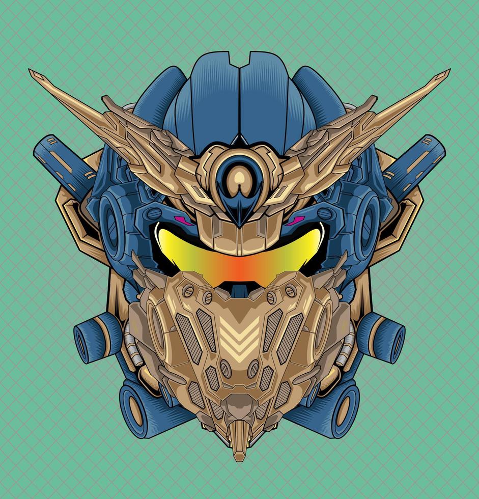 cabeza mecha detalle guerrero robot ilustración vector