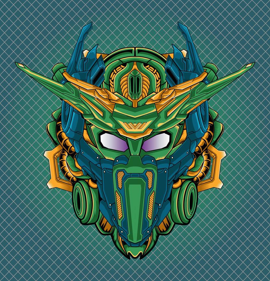 Mecha detail cyberpunk warrior robot llustration vector