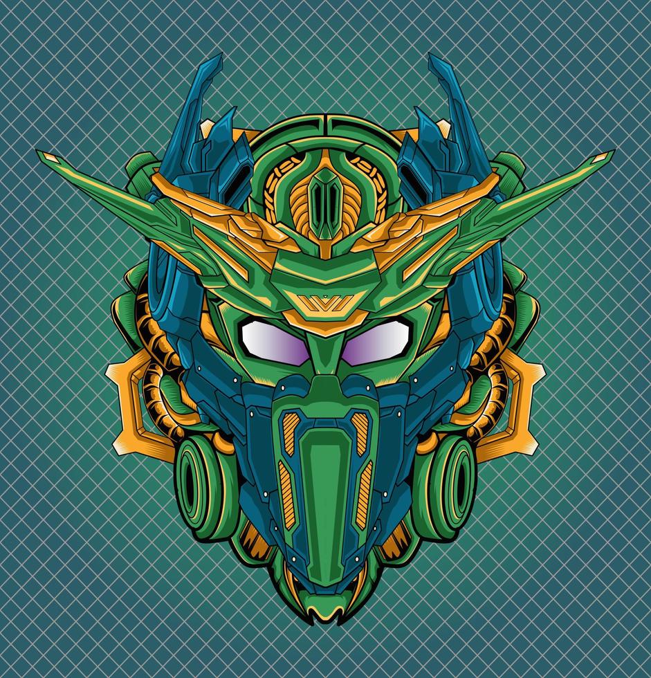 Mecha detail cyberpunk warrior robot llustration vector