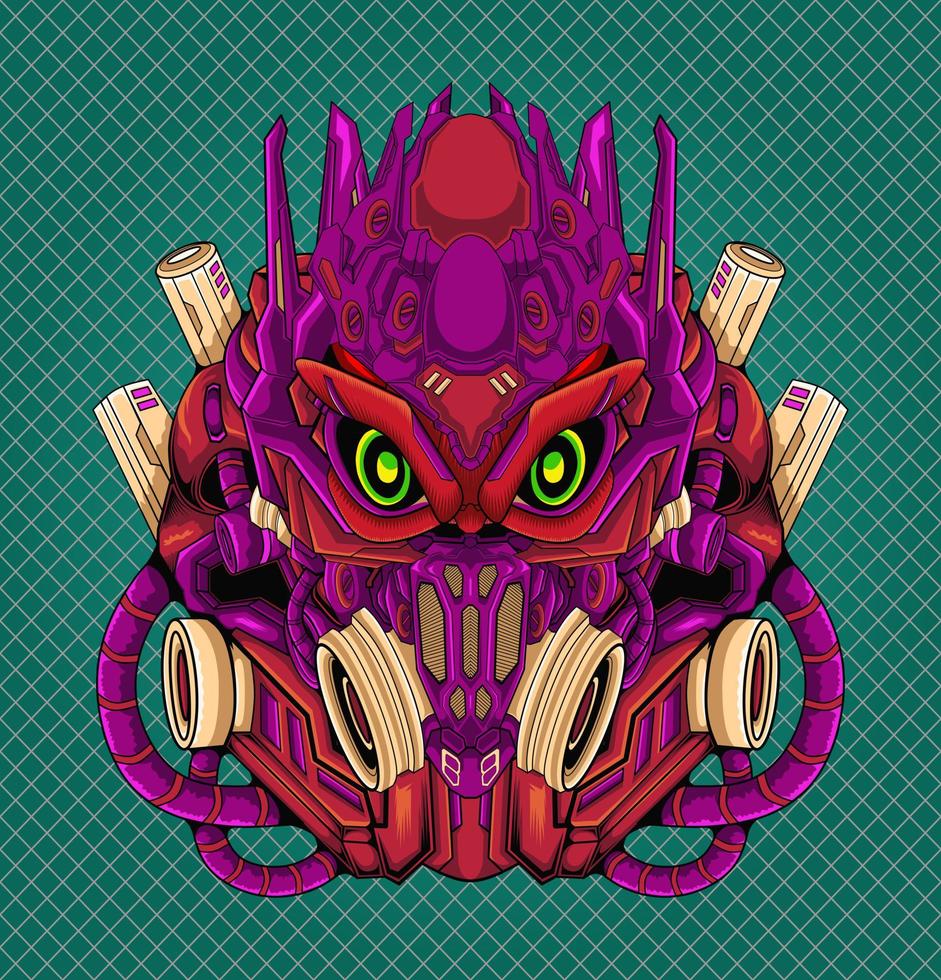 Mecha helmet head character design vector