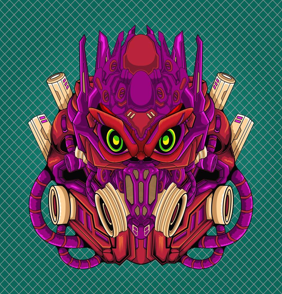 Mecha helmet head character design vector