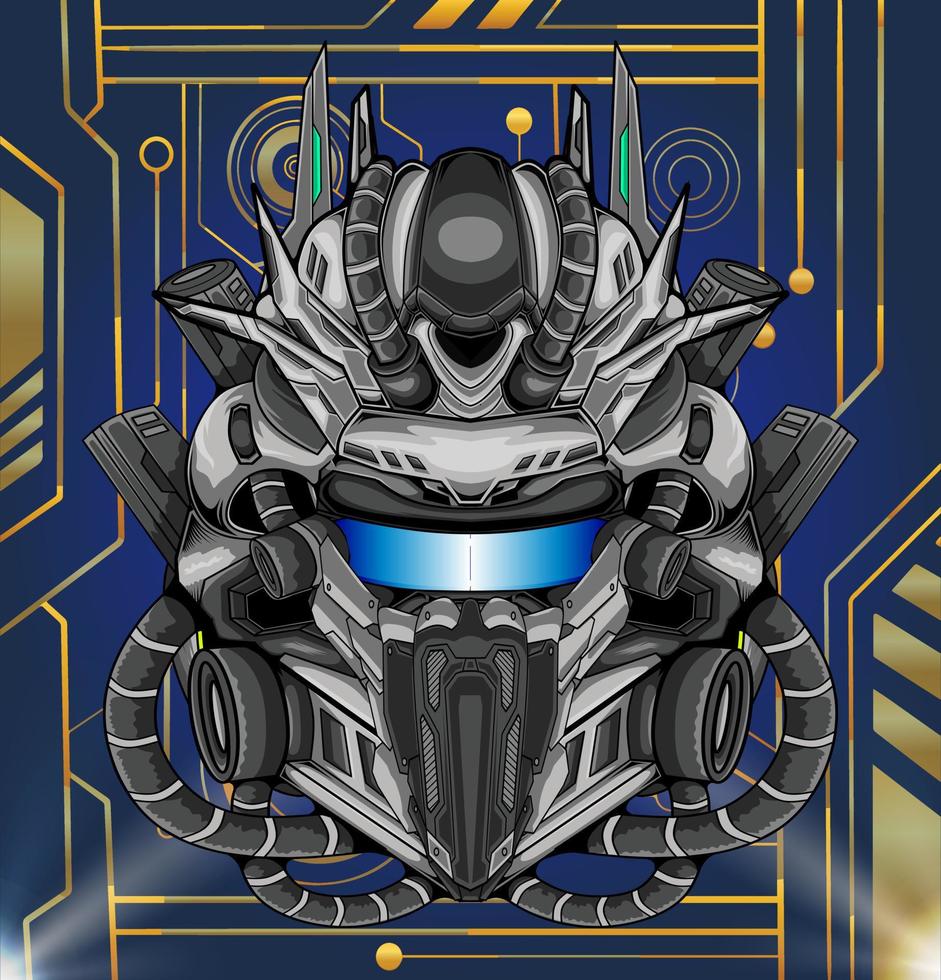 Mecha helmet head character design vector