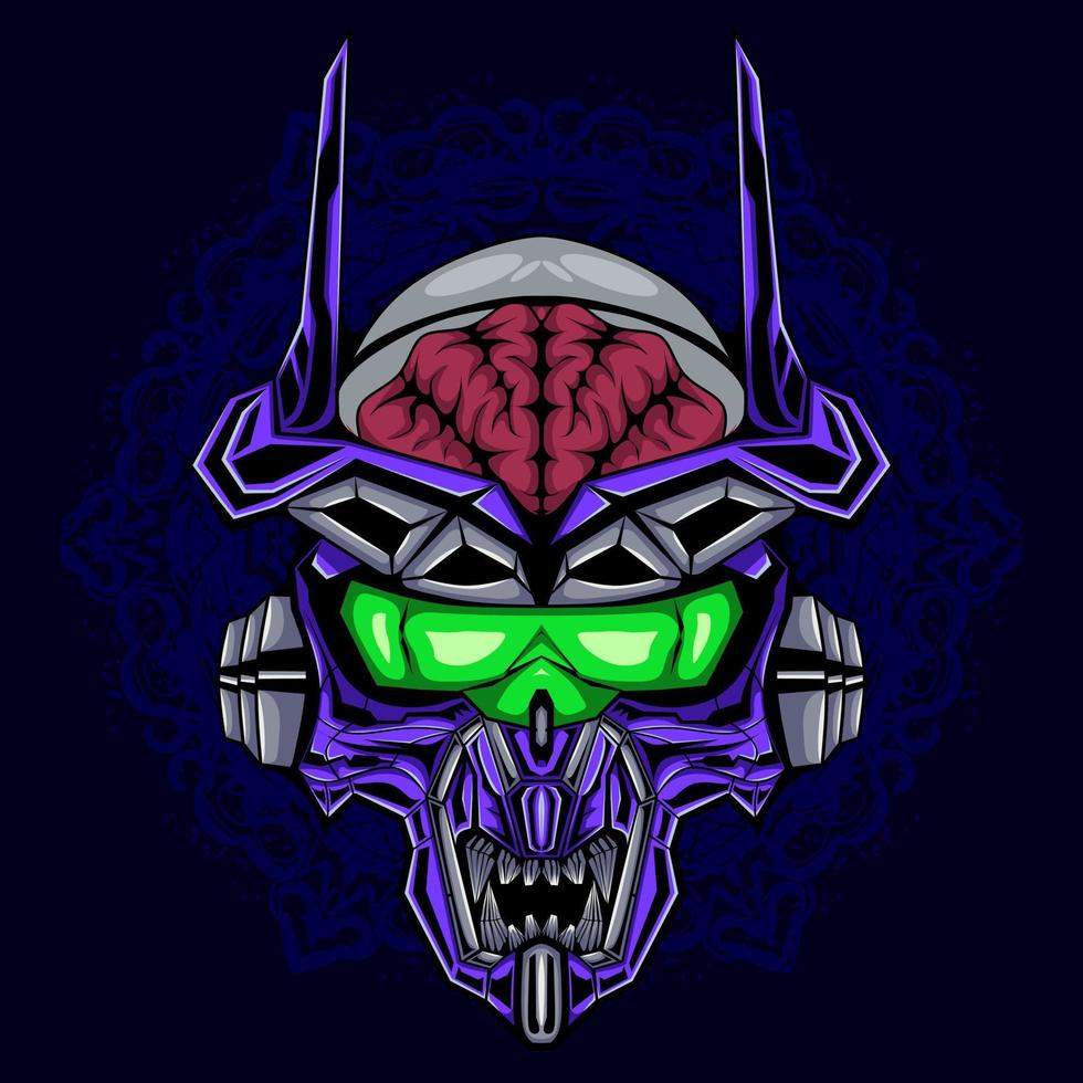 Vector futuristic robot head illustration
