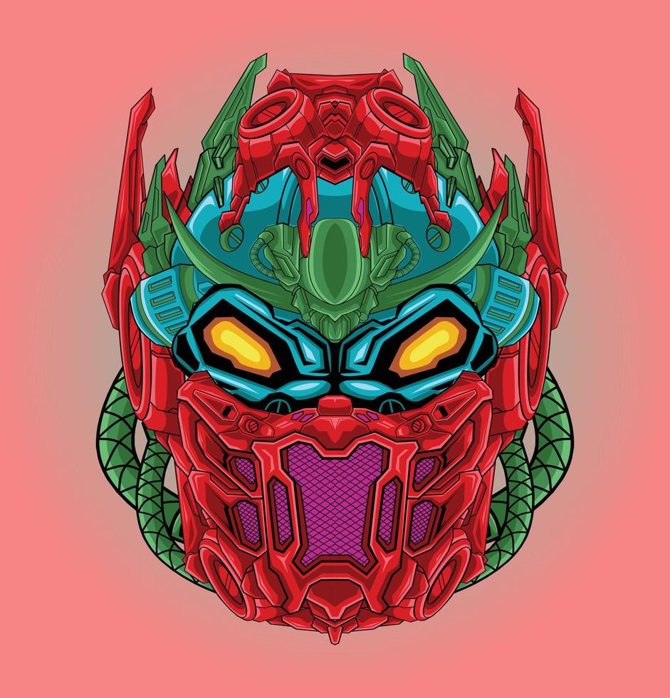 Detail head mecha illustration vector