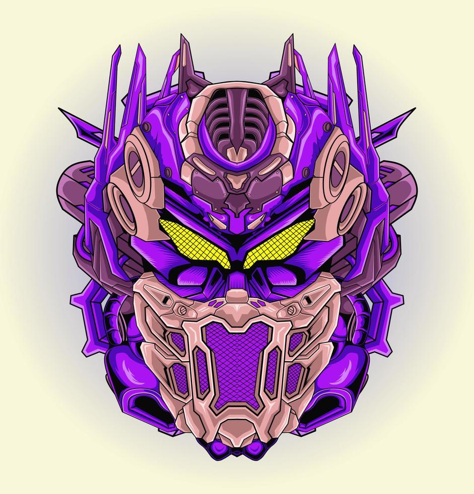 Military futuristic robot head illustration vector