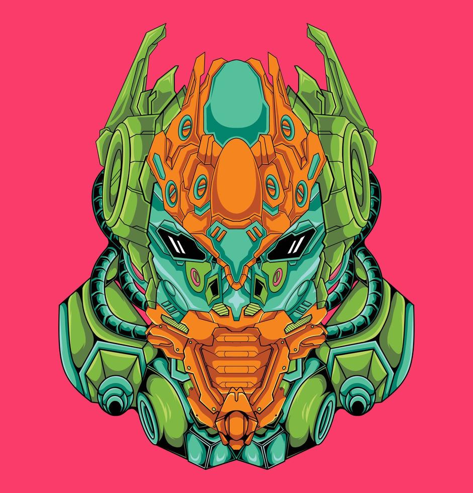 Character detail robot head illustration vector
