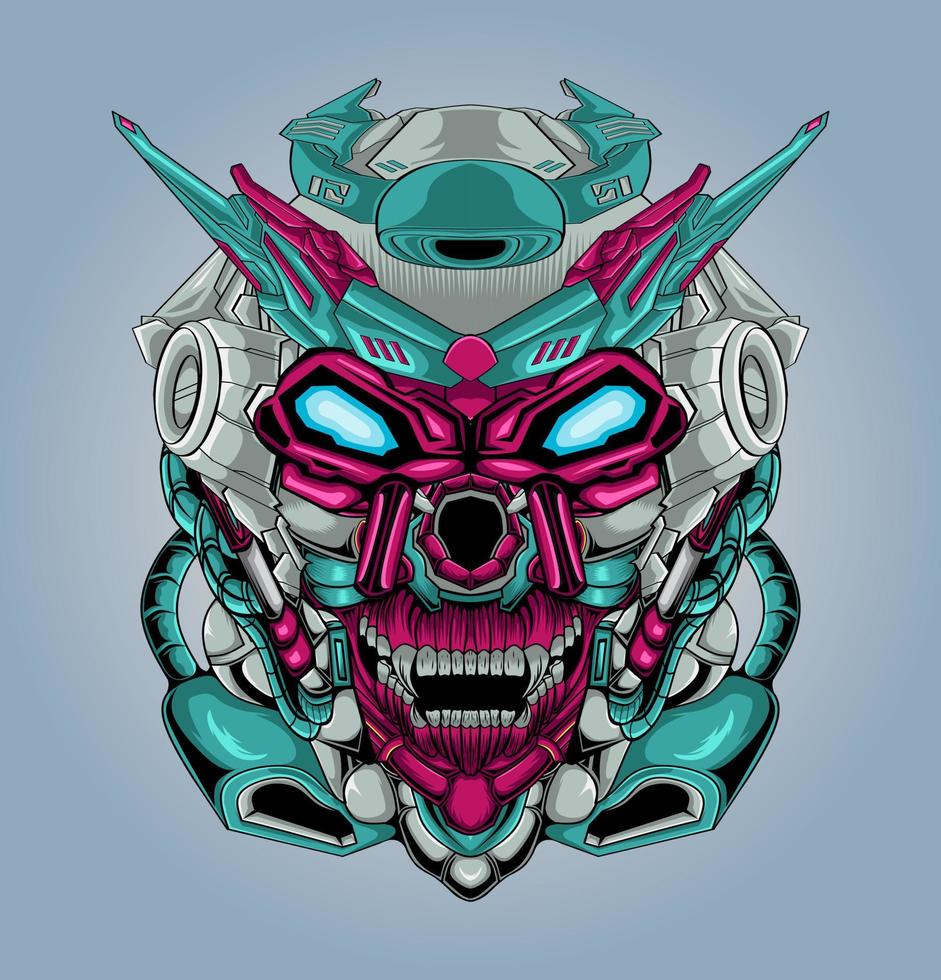 Warrior mecha head artwork vector