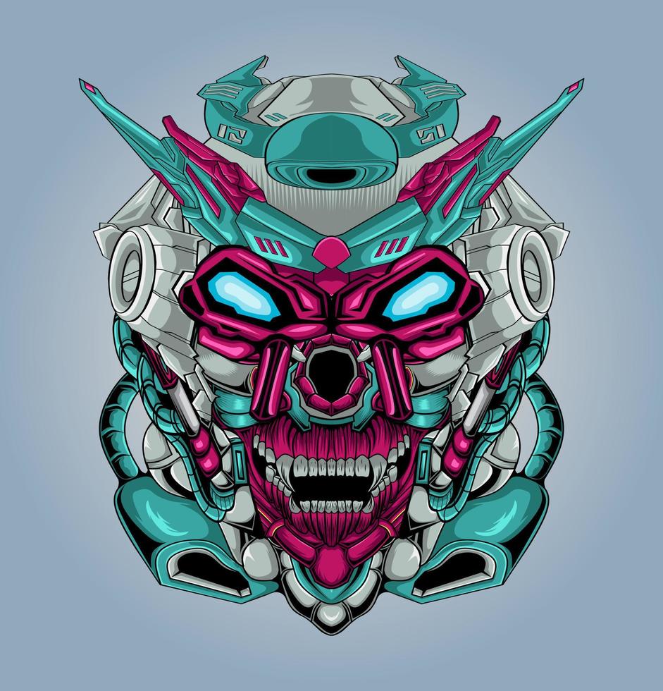 ilustraciones de la cabeza del guerrero mecha vector