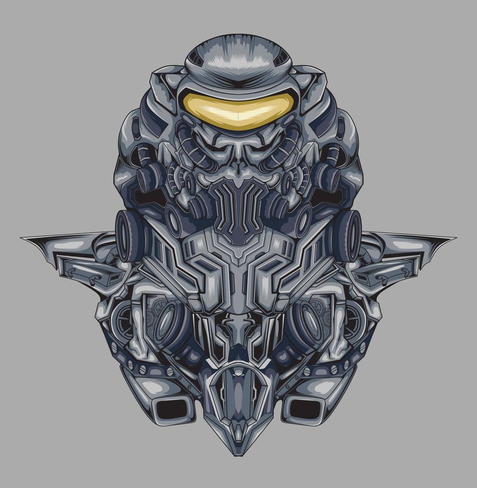 Robot soldier head warrior illustration vector