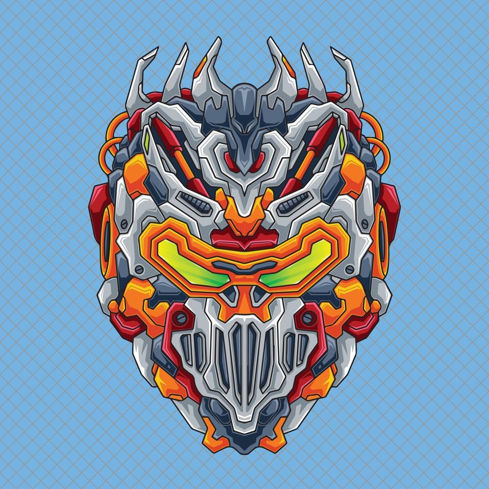 Futuristic head mecha  robot illustration vector