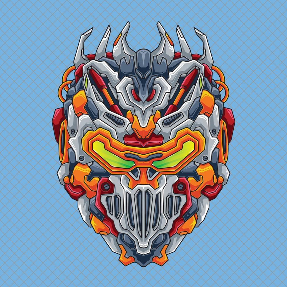 Futuristic head mecha  robot illustration vector