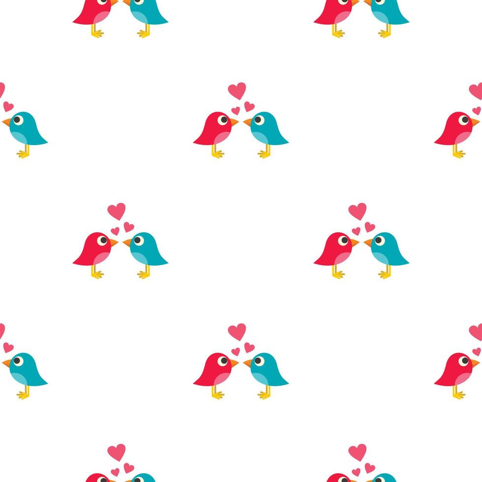 Blue and pink birds with hearts pattern seamless vector