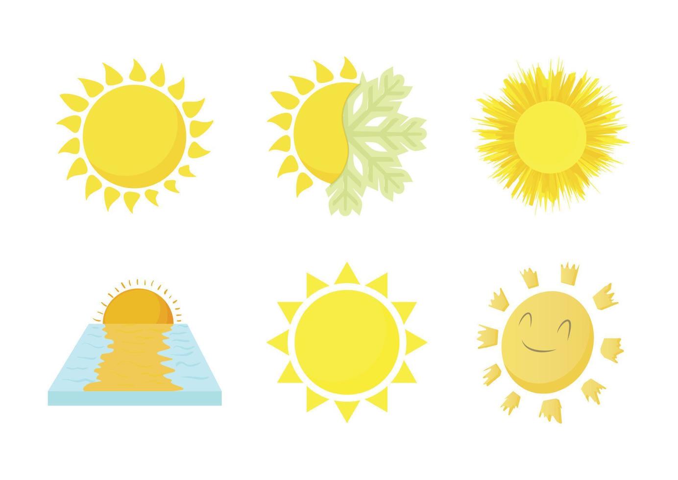 Sun icon set, cartoon style vector