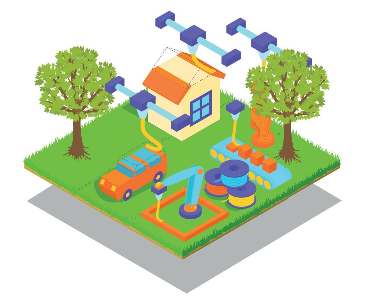 3D House concept banner, isometric style vector